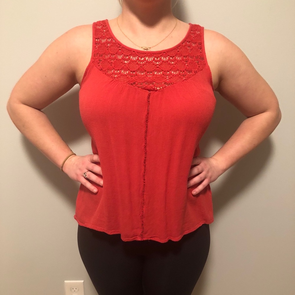 Burnt orange flowy tank top